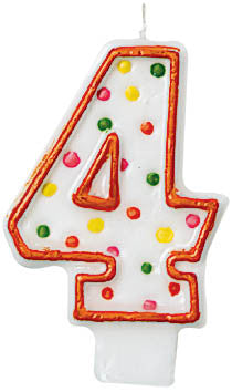 NUMERAL CANDLE  #4 POLKA DOTS