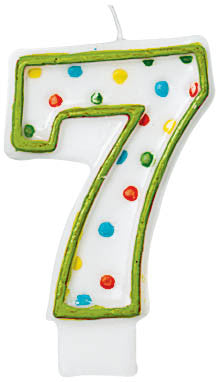 NUMERAL CANDLE  #7 POLKA DOTS