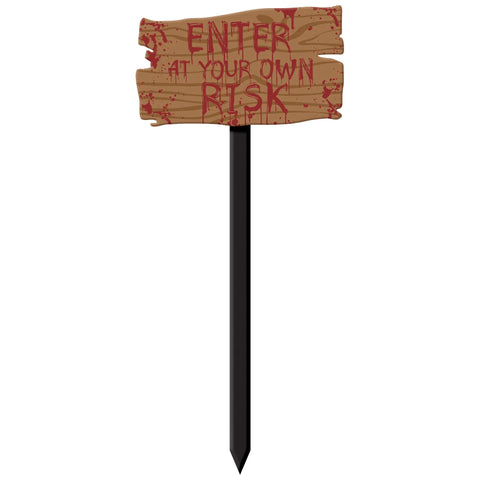 ENTER AT YOUR OWN RISK WOODEN SIGN