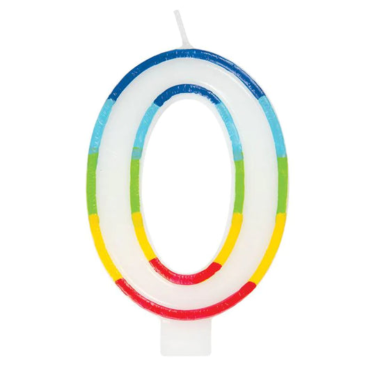 Rainbow Border Numeral Candle- #0