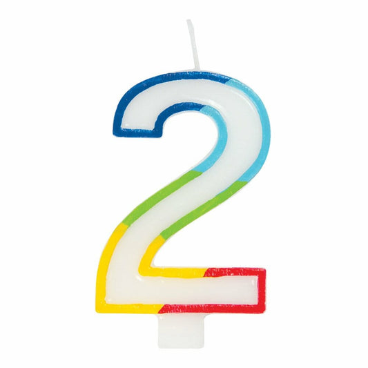 Rainbow Border Numeral Candle- #2