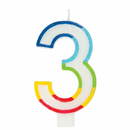 Rainbow Border Numeral Candle- #3