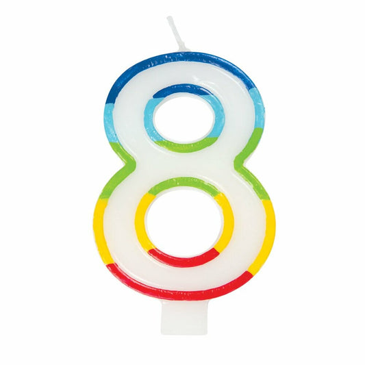 Rainbow Border Numeral Candle- #8