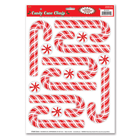 CANDY CANE CLINGS 1 SHEET
