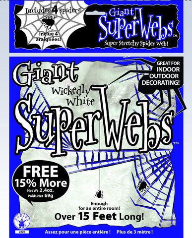 SPIDER WEB - W/4 SPIDERS JUMBO   60 GRAMS  WHITE