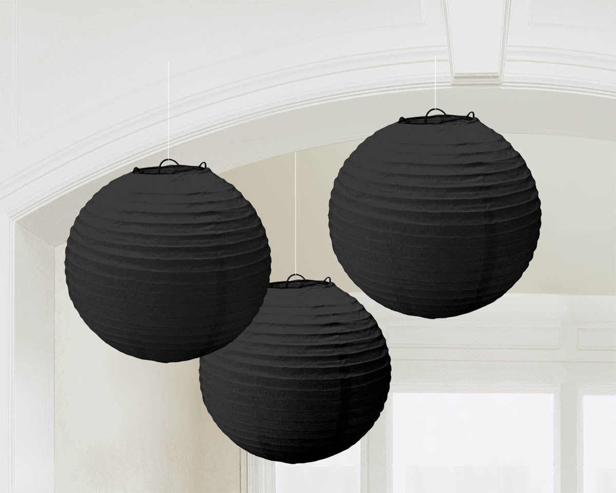 LANTERN - BLACK PAPER 9.5"             3 CT/PKG