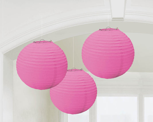 LANTERN - PINK PAPER 9.5"             3 CT/PKG