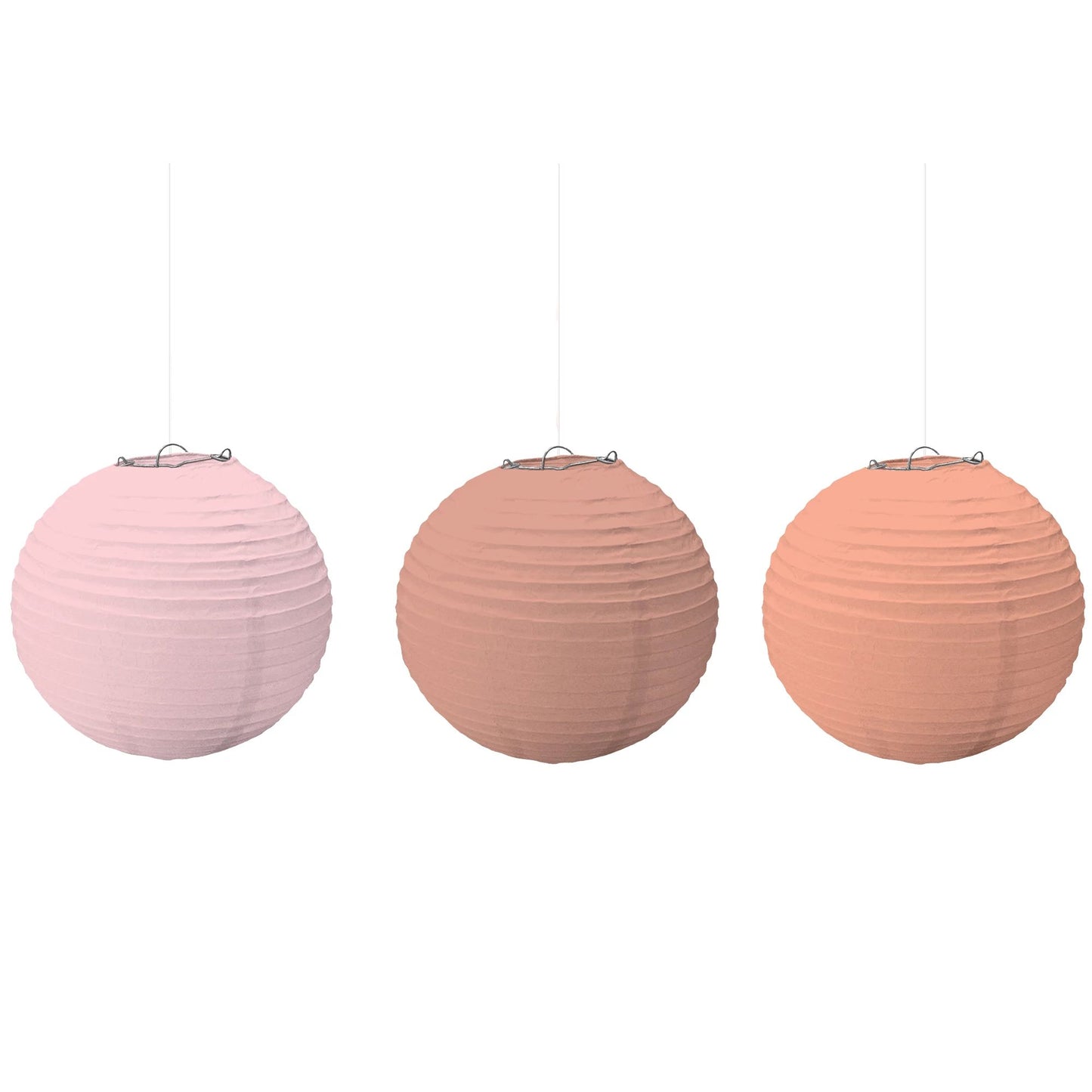 ROSE/GOLD/BLUSH PAPER LANTERNS 3PC