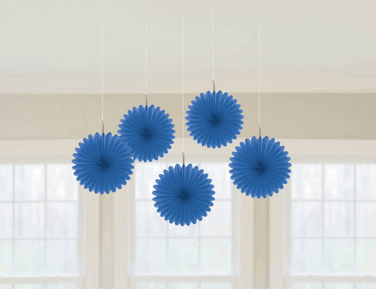 MINI FAN DECORATIONS 5PCS/PKG   ROYAL BLUE