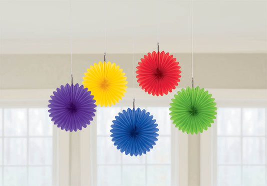MINI FAN DECORATIONS 5PCS/PKG  MULTI COLOR