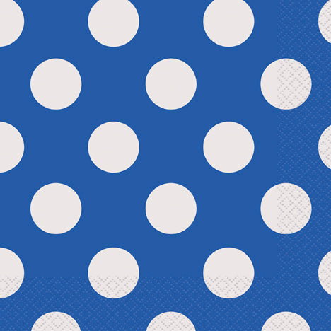 POLKA DOT NAPKINS BLUE LUNCHEON   16PCS/PKG