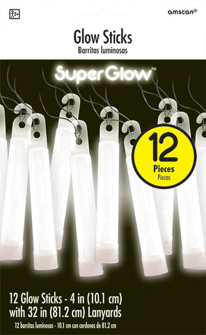WHITE GLOW STICK NECKLACES 12 PACK