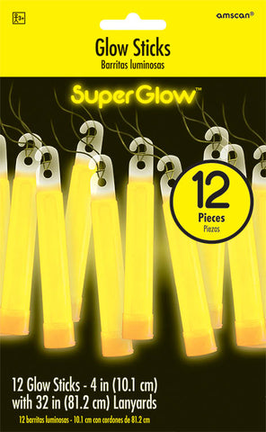 YELLOW GLOW STICK NECKLACES 12 PACK