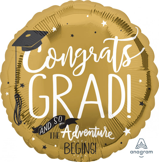 CONGRATS GRAD 28" AND SO THE ADVENTURE BEGINS