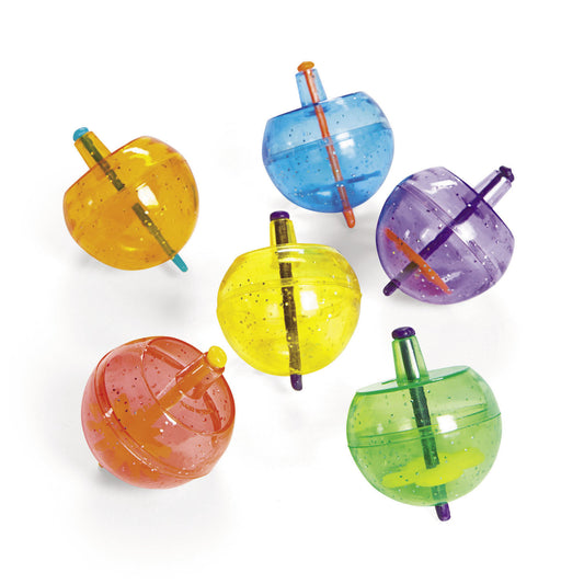 Neon Glitter Plastic Spin Tops