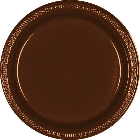 PLASTIC PLATES - CHOCOLATE BROWN   7"   20 COUNT