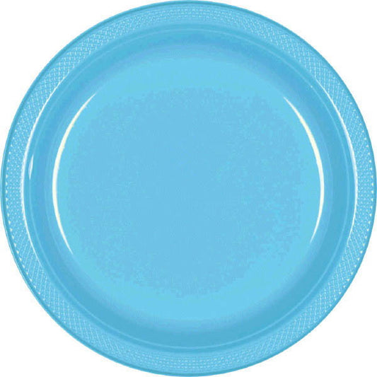 PLASTIC PLATES - CARIBBEAN BLUE   7"  20 COUNT