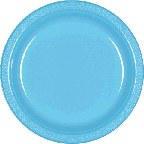 PLASTIC PLATES - CARIBBEAN BLUE   7"  20 COUNT