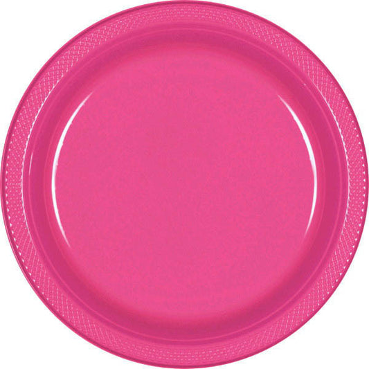 PLATE - BRIGHT PINK 10 1/4" PLASTIC 20 CT/PKG