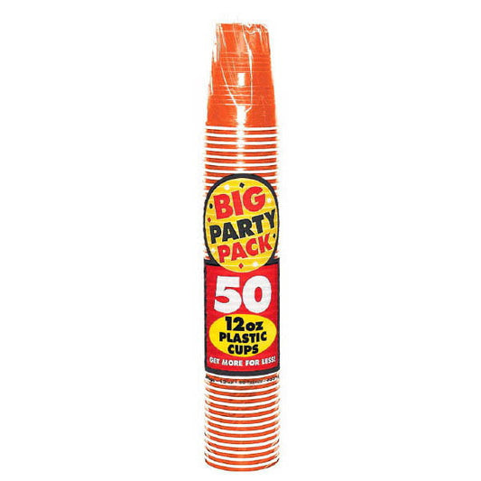 PLASTIC CUPS - ORANGE     12 OZ   50PCS/PKG