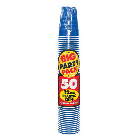 PLASTIC CUP - BRIGHT ROYAL BLUE  12OZ   50PCS/PKG
