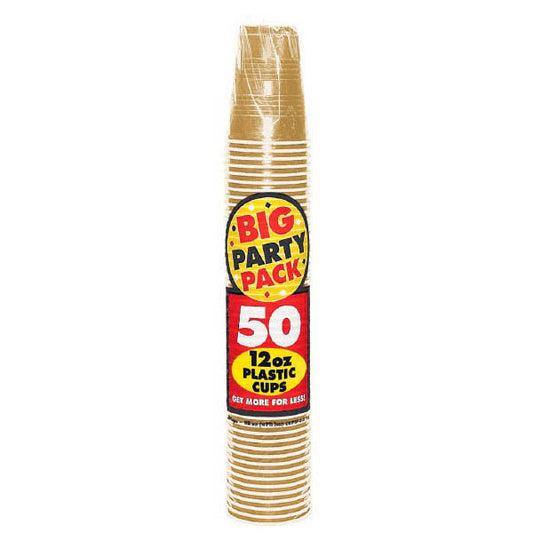 PLASTIC CUP - GOLD        12 OZ   50PCS/PKG