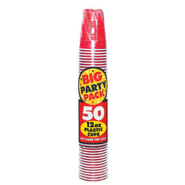 Red Plastic Cups Party - Red Cups 50psc (12oz) Red Party Cups