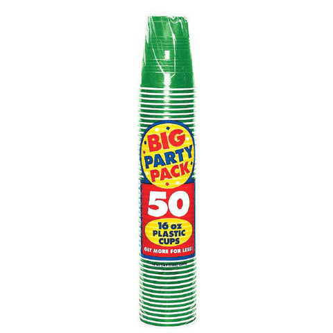 PLASTIC CUPS - KELLEY GREEN  16OZ   50PCS/PKG