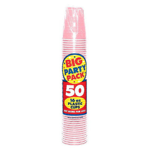 PLASTIC CUPS - NEW PINK     16oz   50PCS/PKG