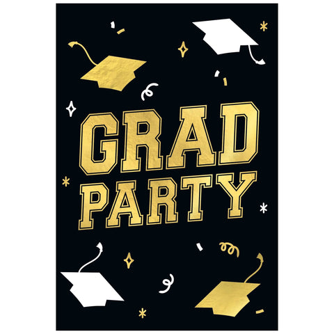 Black & Gold Grad Party Invitations