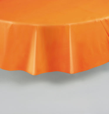 Orange Round Value Plastic Table Cover