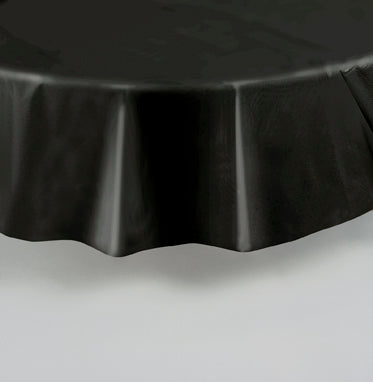 Black Round Value Plastic Table Cover