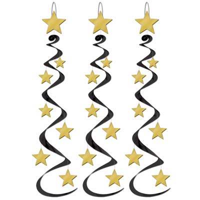 Black and Gold Star Whirls