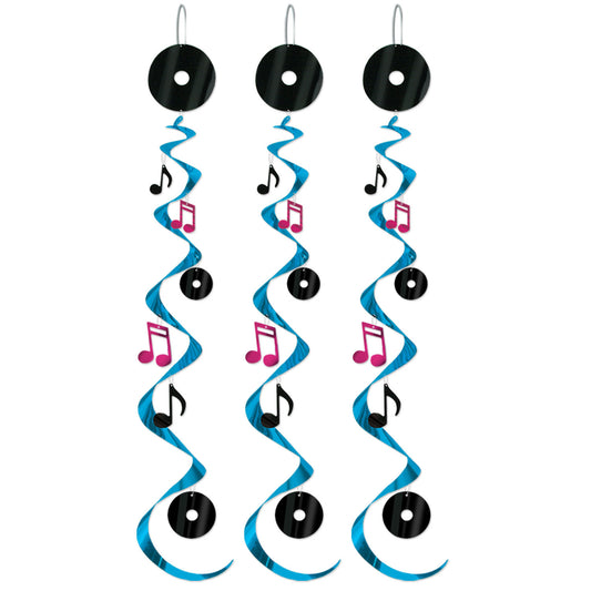 Rock & Roll Swirl Decorations - 3ct.