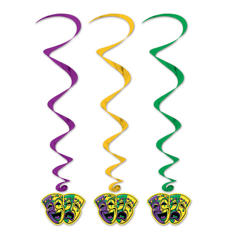 MARDI GRAS WHIRLS 5 HANGING DECORATIONS