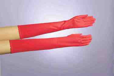 RED ELBOW LENGTH GLOVES