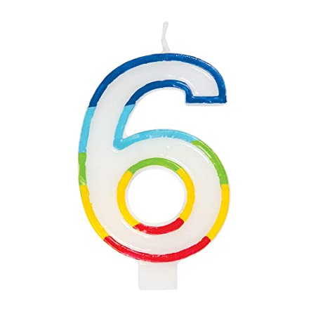 Rainbow Border Numeral Candle- #6