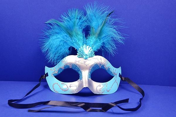 LIGHT BLUE & SILVER MASQUERADE MASK