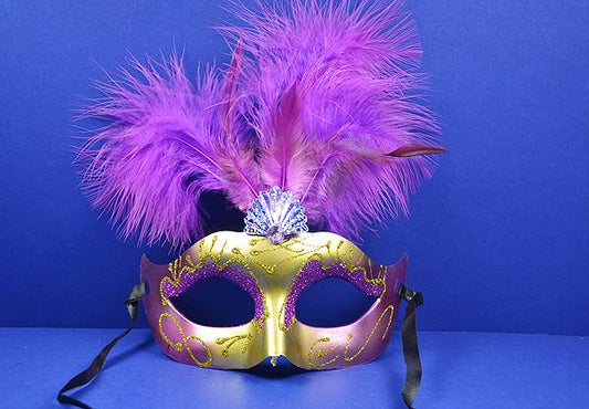PURPLE & GOLD MASQUERADE MASK