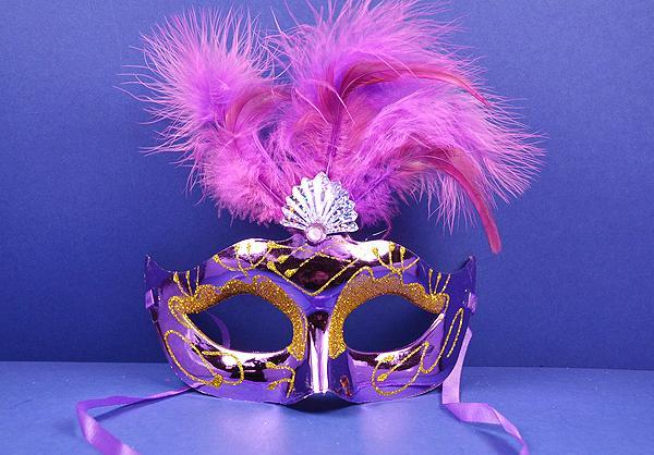 PURPLE & GOLD METALLIC MASQUERADE MASK