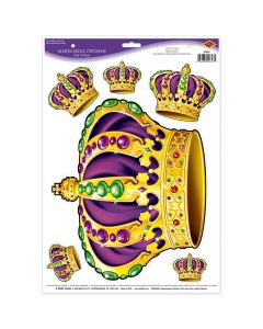 MARDI GRAS CROWN PEEL N PLACE WINDOW CLING