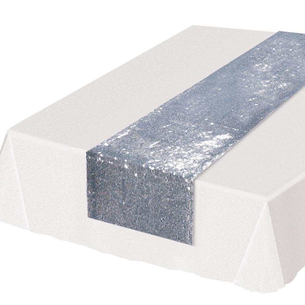 Silver Fabric Sequin Table Runner
