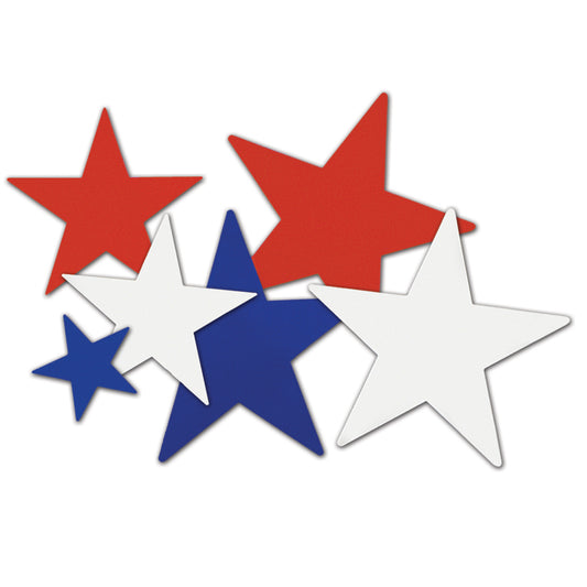 CUTOUT - STARS  ASSORTED  R/W/B