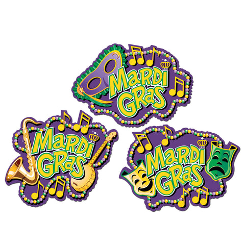 CUTOUT - MARDI GRAS 18"  3 PC/PKG