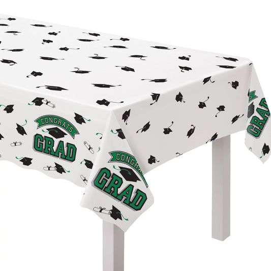 Green Graduation Plastic Tablecover