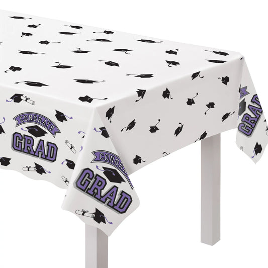 Purple Graduation Plastic Tablecover