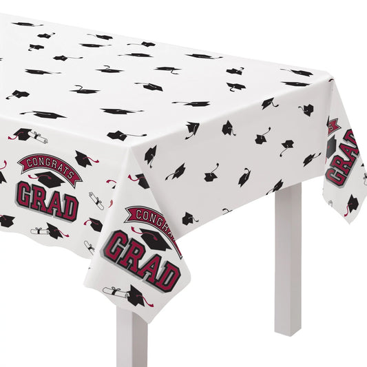 Burgundy / Maroon Graduation Plastic Tablecover
