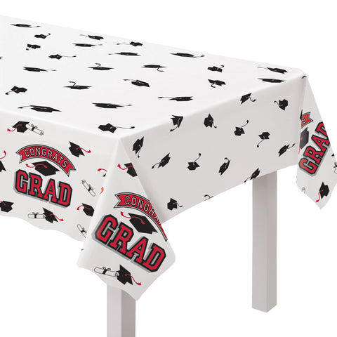Red Graduation Plastic Tablecover