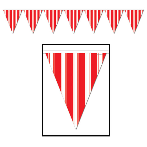 Red & White Striped Pennant Banner