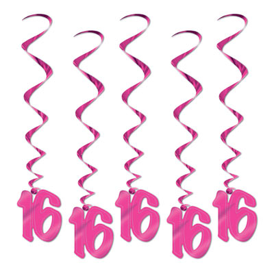 Hot Pink 16 Birthday Whirls